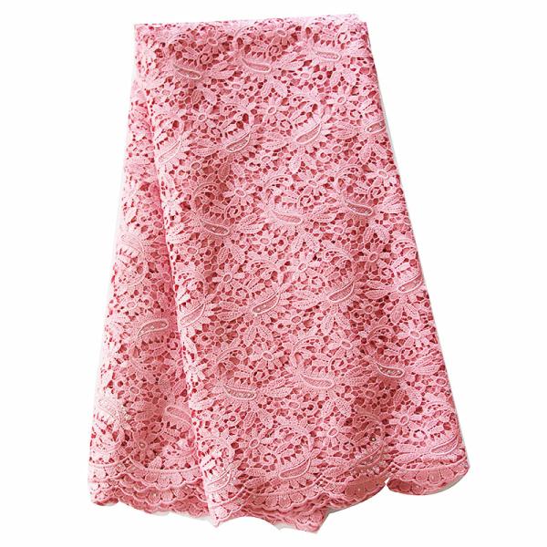 2015 lovely pink  stones high quality african cord lace for wedding/ 5 yard/lot wholesale guipure water soluble lace