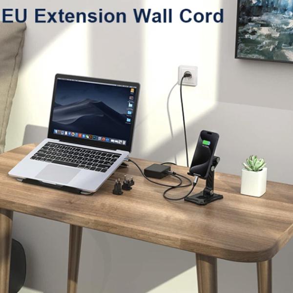 Chargeur de bureau USB C PD de 100 W avec câble d'extension et prise détachable