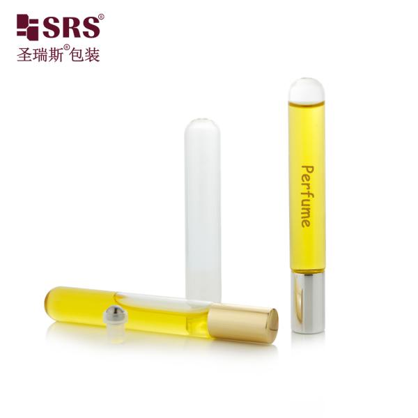 15mm Diameter clear glass essential oil glass roller ball bottle with gold cap