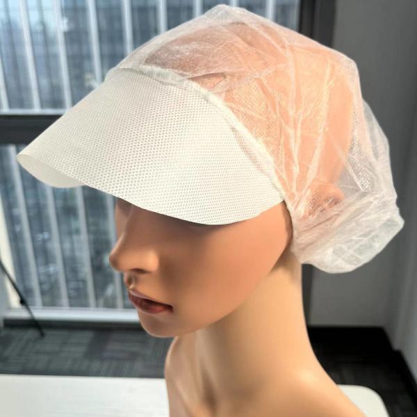 Workshop Food Industry PP Hair Cover White Disposable Non Woven Bouffant Peak Caps