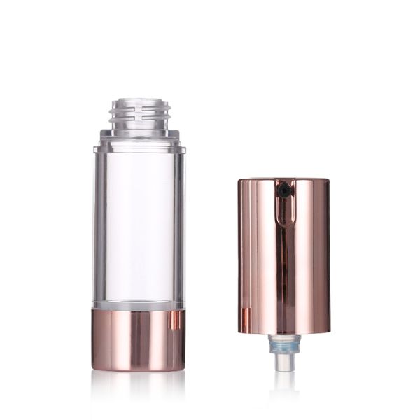 Luxury Rose Gold Airless Pump Bottle 15-20ml Round Airless Lotion Bottle Serum Bottle