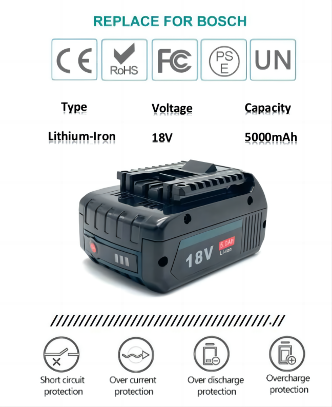 замена батареи Bosch 18v батареи лития электрического инструмента Лайфпо4 3ah 4ah 5ah 6ah