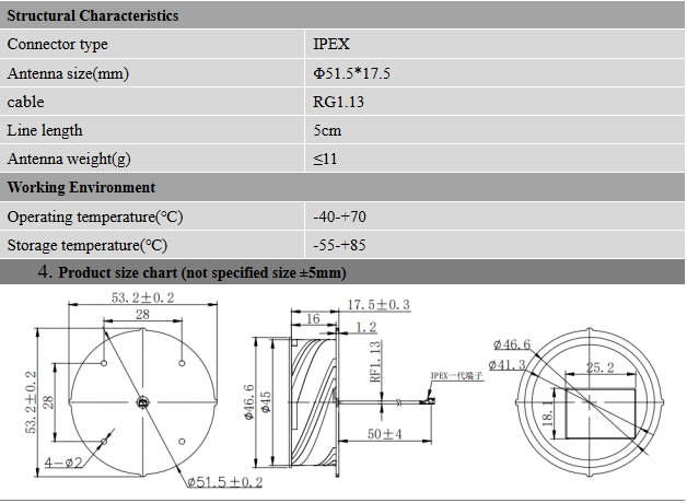 Weatherproof Multi Band GNSS Antenna Rugged Design Small Size BT-T252C