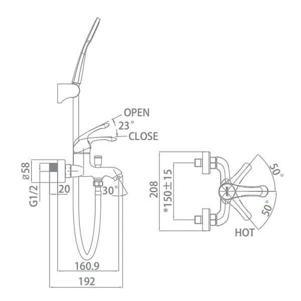 Banho da alavanca do banheiro fixado na parede de Handshower único em volta dos mercadorias sanitários do agregado familiar do chuveiro