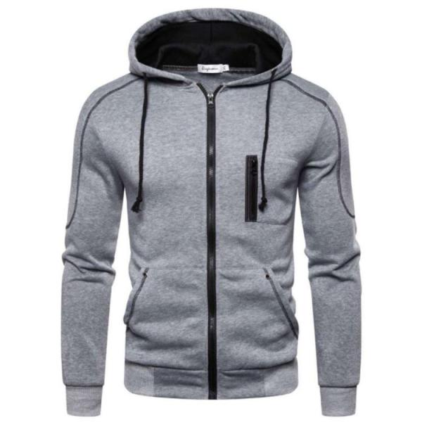 Men's Casual Zipper Jacket Pullover Sweatshirt in Cotton Fabric for Customization
