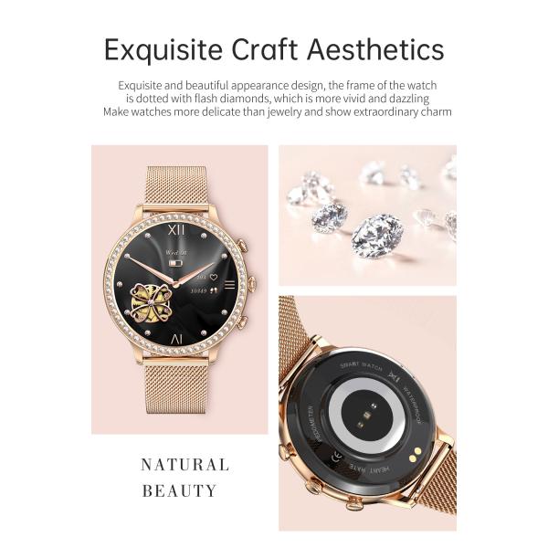 Montres intelligentes pour les femmes composer les appels, 1,32' 'Diamond Smartwatch Fitness Tracker