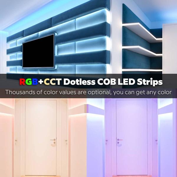 RGBCCT Dimmable COB LED Strip Lights 5M 21W/M 35.71mm 12MM