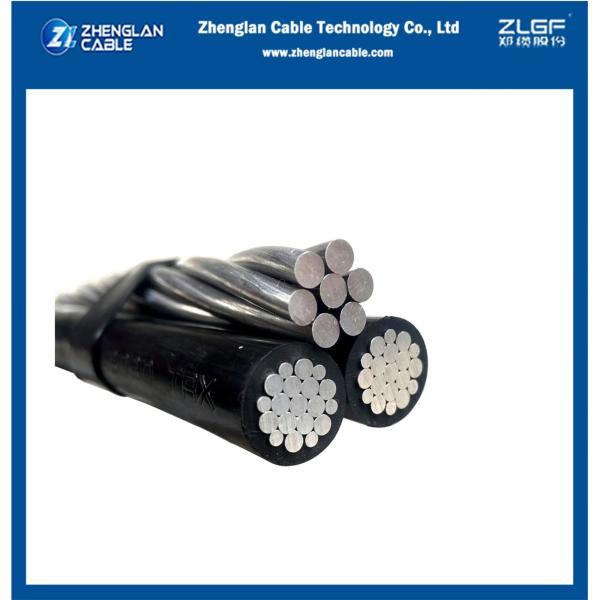 Overhead Insulated Cable ABC 0.6/1KV AAC/XLPE+ACSR 2X6AWG+1X6AWG Triplex Type Aluminum Conductors