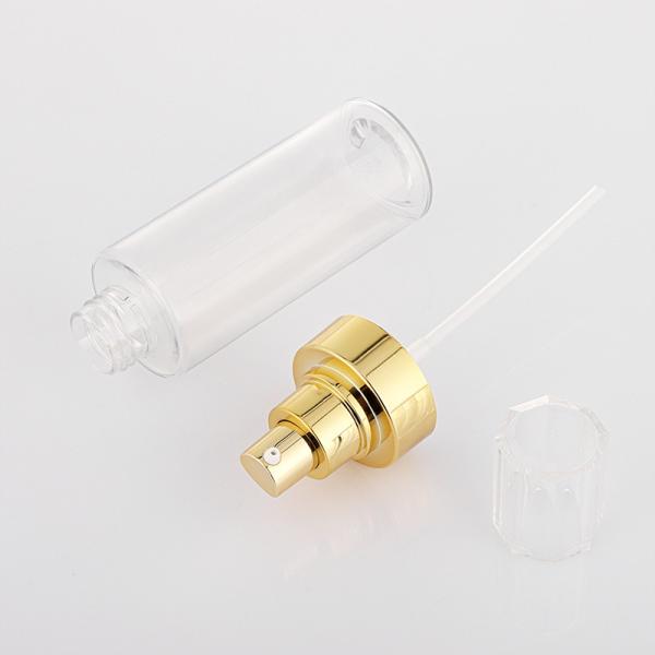 Factory price high quality transparent gold pump lotion body cleanser empty bottle