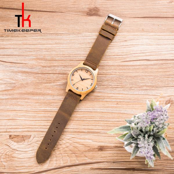 Handmade Wood Minimalist Leather Watch Waterproof Leather Belt Watch