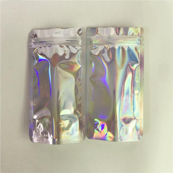 Digital Printing Clear Front and Holographic Back Holographic Bags for  Cosmetic Packaging