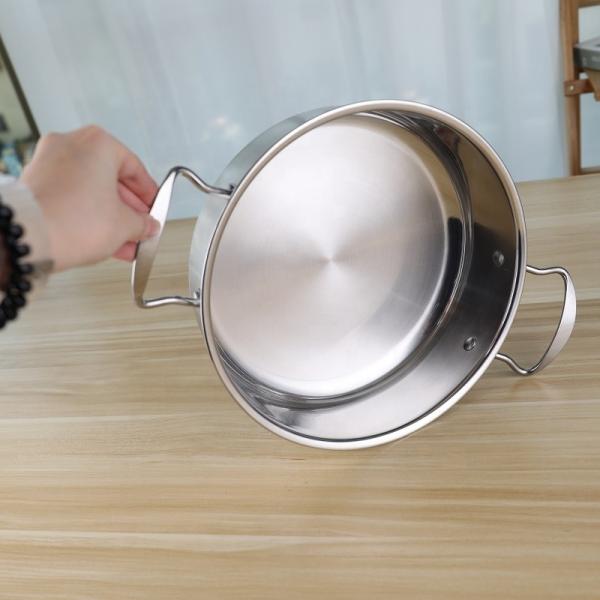 Double Handle Kitchen Soup Pots  24cm Stainless Steel With Glass Lid