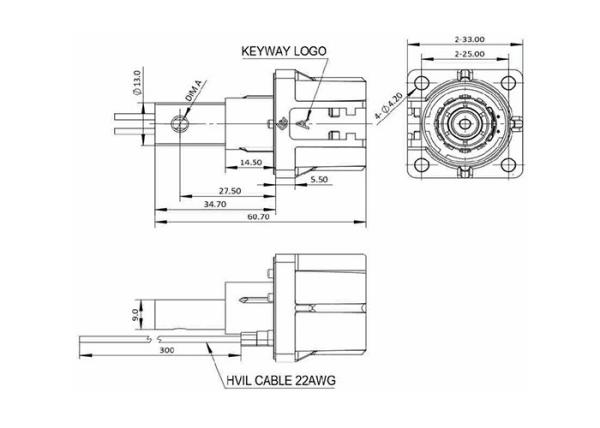 IP67 DC Power Single Pin Female Socket Receptacle Connector RoHs Certification