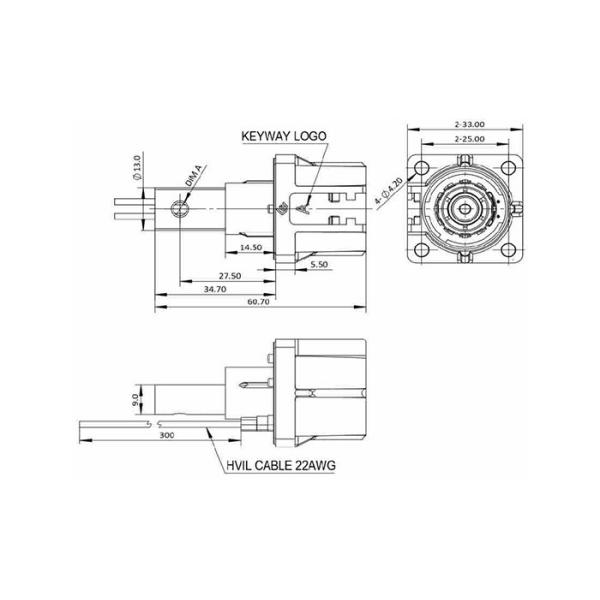 1Pin Waterproof Battery Connectors , DIN EN60529 Motorcycle Battery Connector