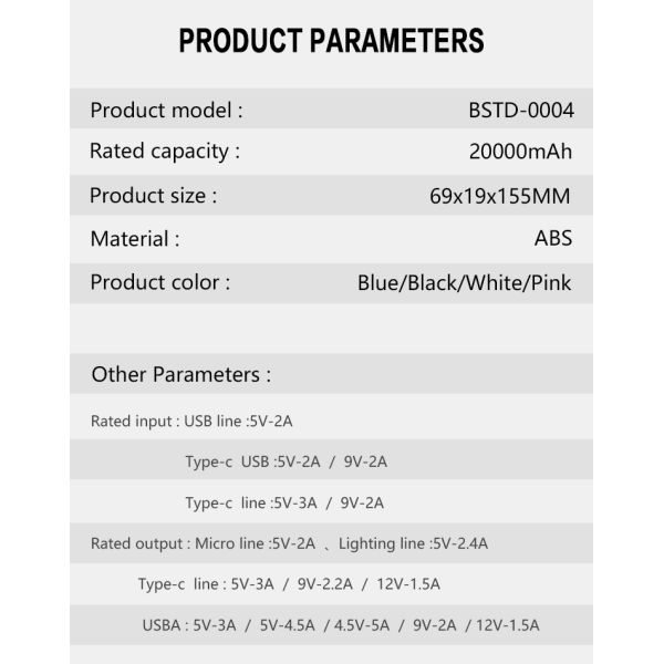 LCD Digital Display Portable Power Bank Fast Charging with Built in 4 Cables 20000mah