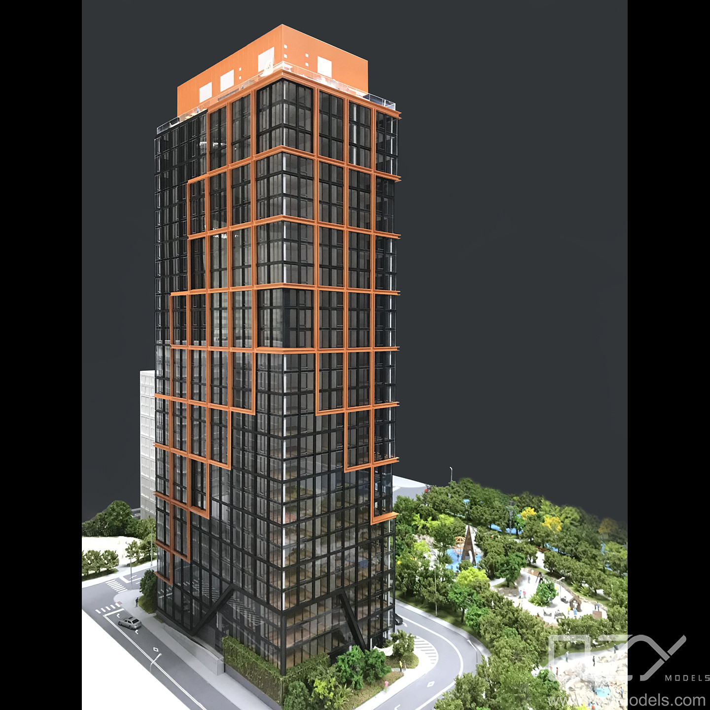 1:100 Scale Handmade Craftsmanship Architectural Model with Full Lighting of New York Quay Tower