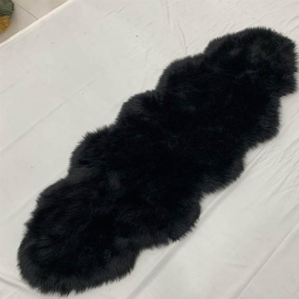 Floor Black Sheepskin Chair Cushion Pad For Living Room Sofa OEM