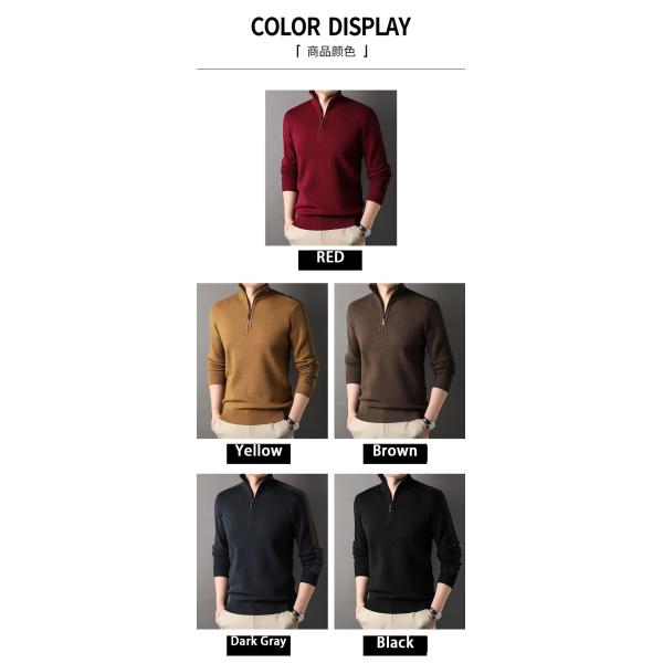 Customized Solid Half Zipper Winter Fleece Acrylic Turtleneck Knitted Sweater for Men