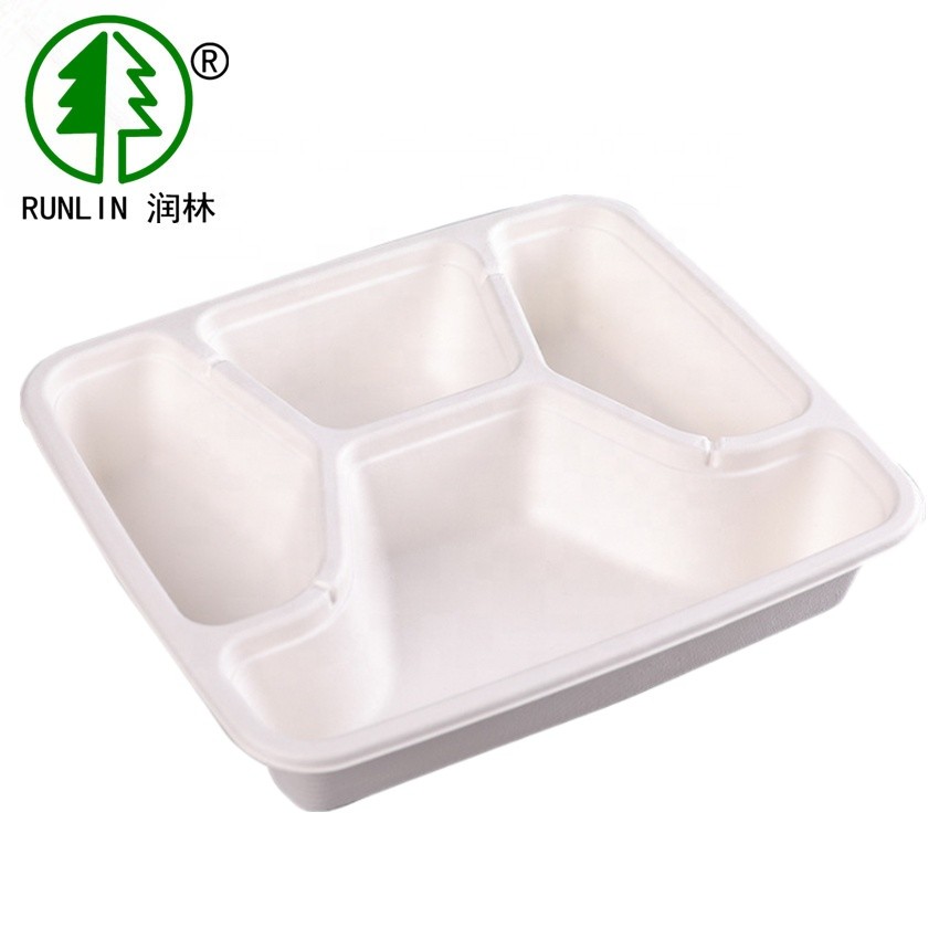 Подносов обеда отсека Eco Recyclable пульпы багассы Akeaway дружелюбные 5 служа