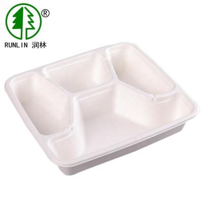 Compartimento 5 amigável de Eco da polpa reciclável do bagaço de Akeaway que serve bandejas do almoço