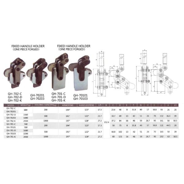 Industrial Toggle Clamps 702-C High Holding Capacity Forged Components