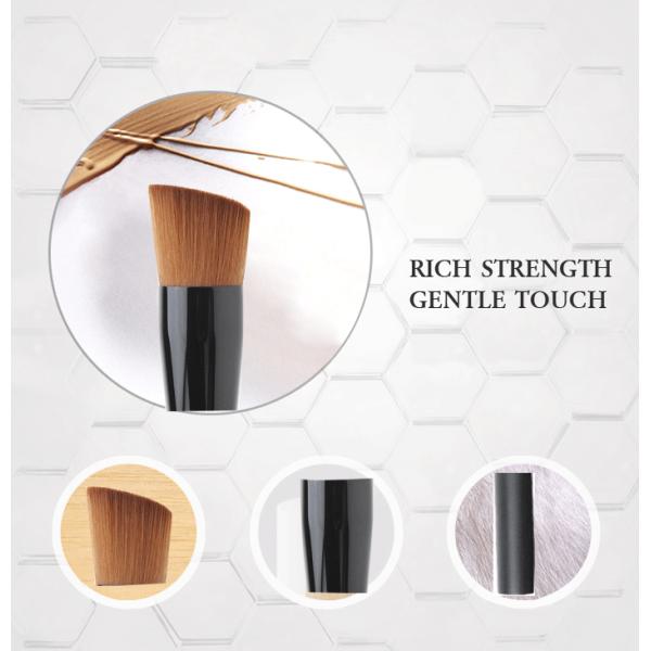 Woman Black Foundation Bevel Brushes With Brown Hair / Black Ferrule
