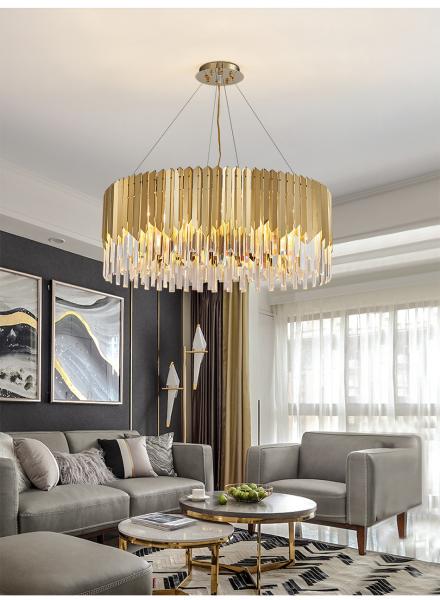 Black Modern Chandelier Lighting For Living Room Luxury Round Crystal Lamp(WH-CY-175)