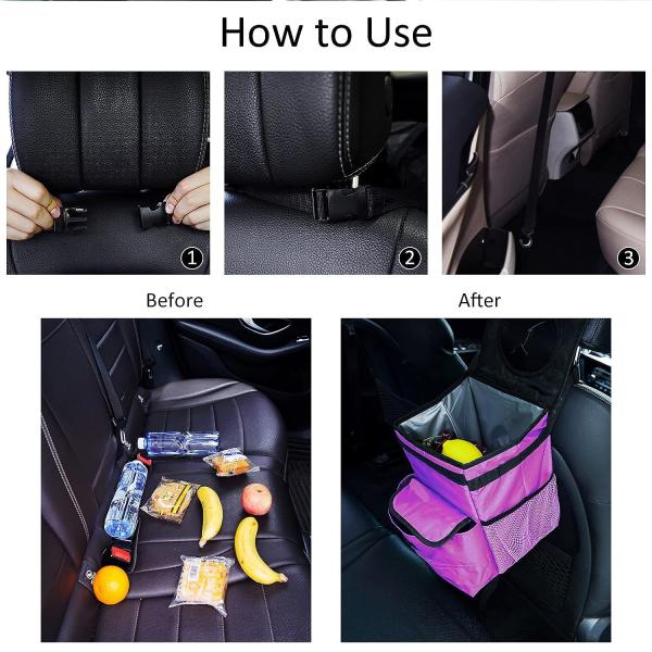 Car Trash Can For Car Cute, Car Trash Bag Bin Hanging Waterproof Automotive Car Garbage Cans Leak Proof Vehicle