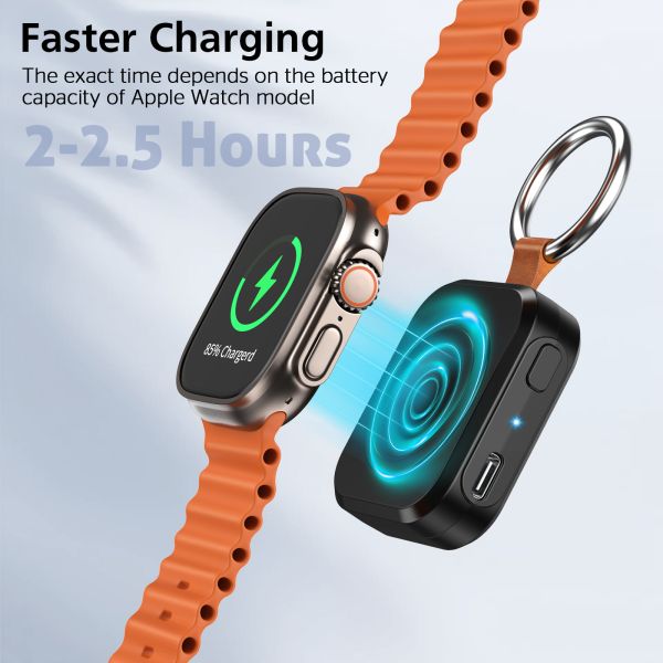 Mini Watch Cordless Power Bank Wireless 1500mAh Magnetic PD Portable Keychain Charger