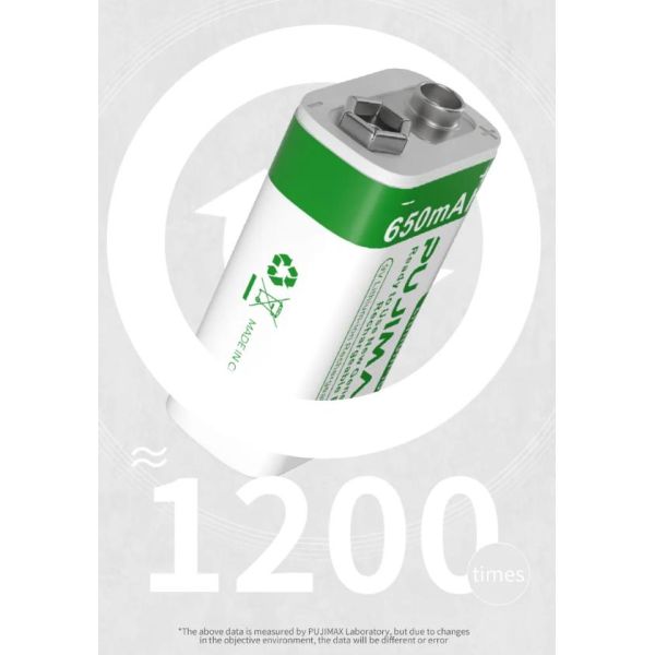 USB Battery New Products 1pcs 650mAh 9V Lithium-ion Rechargeable Battery for Multimeter Wireless Microphone Smoke Detectors