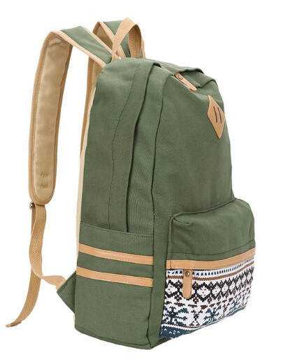 Casual Style Canvas School Bags , Unisex Travel Hiking Backpack Custom Color