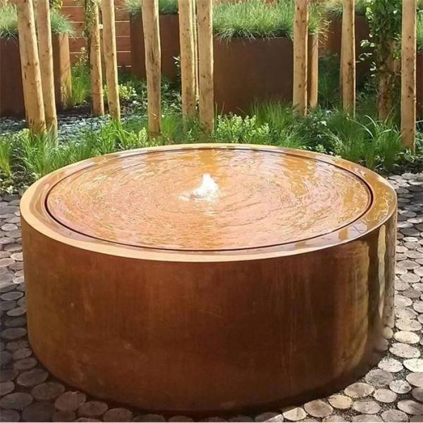 fonte de aço cilíndrica de superfície da tabela de água de Corten da oxidação do jardim de 120cm