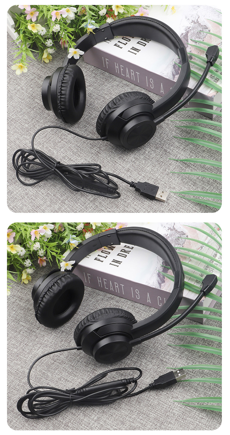 JTY-1036 Wired Call Center Headset with Adjustable Microphone, USB Type‑C 3.5mm Multi‑Interface Over‑Ear Headphone, Volume & Mute Control for Office Customer Service Online Class