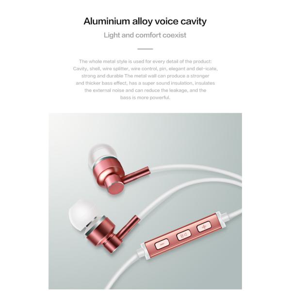 In Ear High Bass 20mw Metal Wired Earphones Mic Volume Control