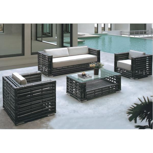 4pcs black round rattan patio sofa   --9189