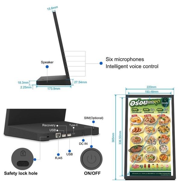 4K Resolution Digital Menu Board with Self-Ordering and Multi-Language Support for Restaurants