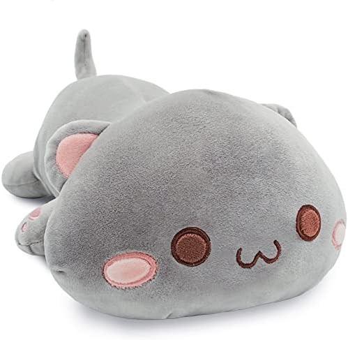 Onsoyours Kitten Cute Plush Toy 25.5  Animal de estimação recheado Kitty Anime Soft Cat Large Plush Pillow para crianças (Branco A, 25.5