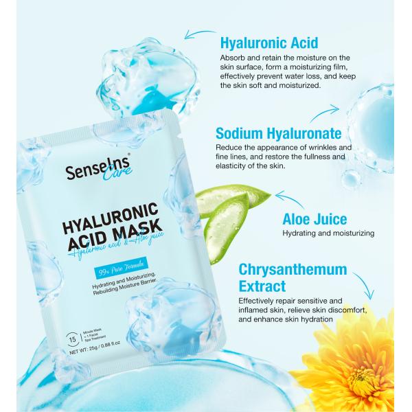 Wholesale Hyaluronic Acid Mask Organic Deep Nourishing Moisturizing Whitening Firming Fede Spots Facial Face Mask