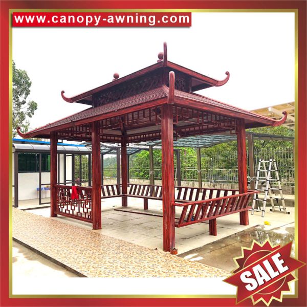 outdoor garden park wood look Aluminium aluminum pavilion gazebo canopy awning shelter for sale