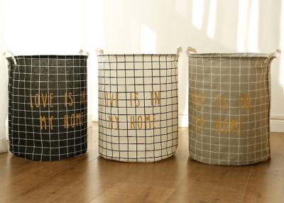 Puting Foldable washing laundry clothes basket toy storage bag bathroom box customized coffee plaid love is in my home