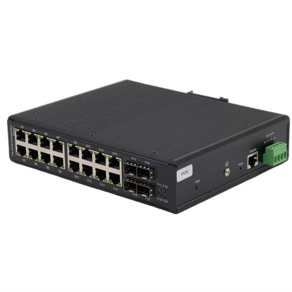 16 Port Industrial Gigabit POE Switch With 4 SFP Web Management Console Port