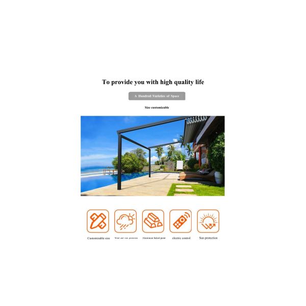 Waterproof Retractable Awning with Aluminum Frame Polyester Sail-Outdoor Patio Canopy 6m Projection Customizable Dimensions