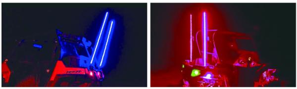 6-inch RGB Driving Light ATV Whips And Flags , Antenna Fiber Optic Whip Light