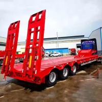 Chinois 3 axes 14m Transport Véhicules lourds Machines minières et forestières Semi-remorque à lit bas