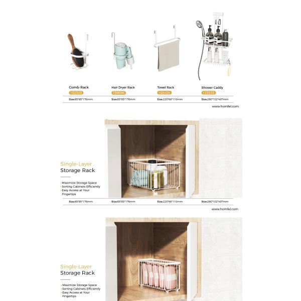 Metal Bathroom Inside Cabinet Shelf Basket Rack For Modern Household Organization