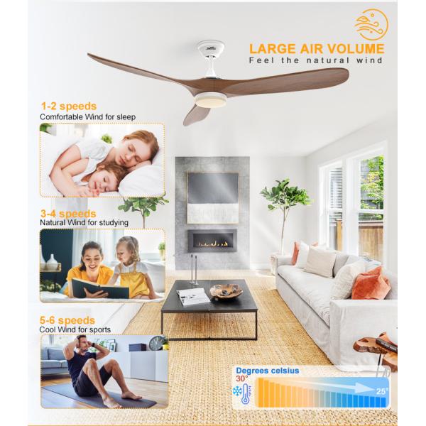 1stshine Hotel Decorativo LED ventilador de teto com iluminação dimmable e lâminas de madeira