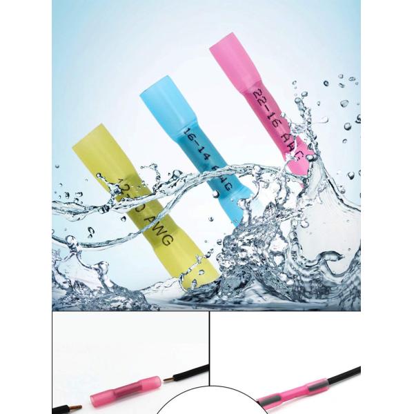 Heat Shrink Wire Butt Connectors Waterproof 70 Red 70 Blue 80 Yellow