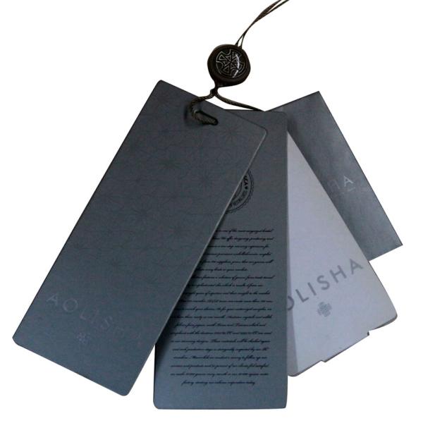 Silvery matt coat paper clothing hang tags for classic lady garment
