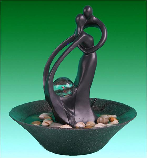 10' Happy Family Table Top Water Fountains Sculpture Water Fountain With Fengshui Ball