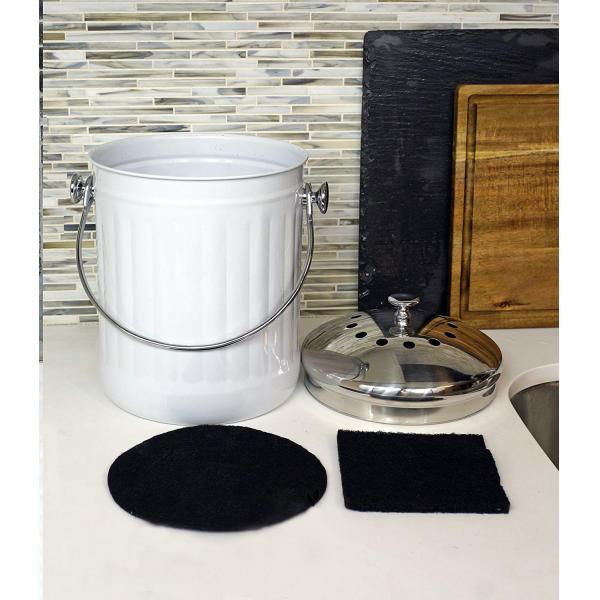 Kitchen Compost Bin for Counter or Under Sink Small Metal Indoor Home Apartment Eco Compost Pail
